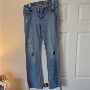 Taunt Light Blue Distressed Straight Leg Jeans